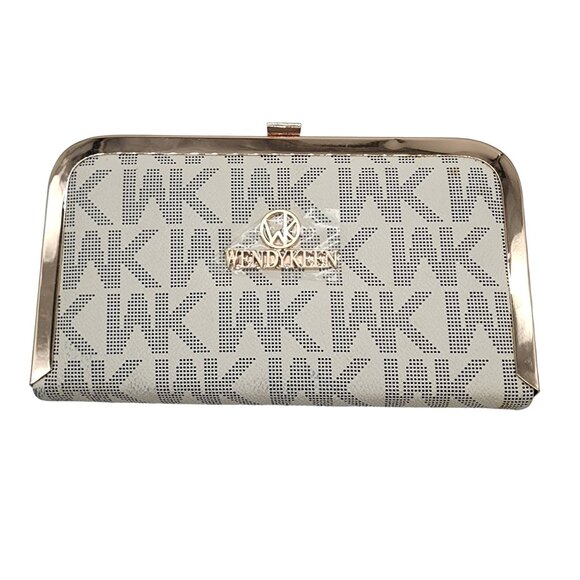 Wendy Keen Clutch Signature Print Red Interior NWT - Picture 1 of 5